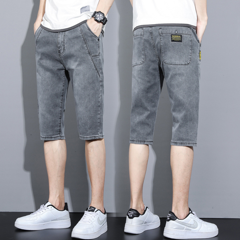 7 points Denim shorts men's 2025 new summer thin loose straight breeches cropped pants fashion brand pants 7 points Denim shorts men's 2025 new summer thin loose straight breeches cropped pants fashion brand pants