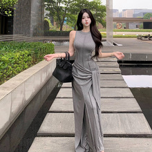 性感辣妹设计感连衣裙2025夏新款气质莫代尔背心假两件包臀长裙女