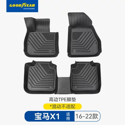 Universal Foot Pad, 3 Series, 5 Series, and Long Axle - premium-injection-moldedx1-high-rim-full-tpe-floor-mats-black-2016-2022-models