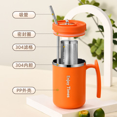 Factory direct sales 304 stainless steel mug office drinking cup with lid hard work with tea leakage tea cup gift