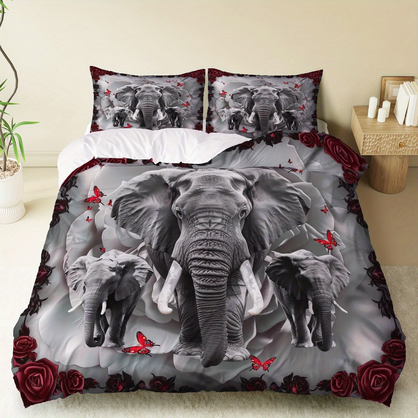 Textil doméstico transfronterizo molienda impresión digital elefante primer plano quilt kit fuente fábrica llevar a cabo tem / JIT