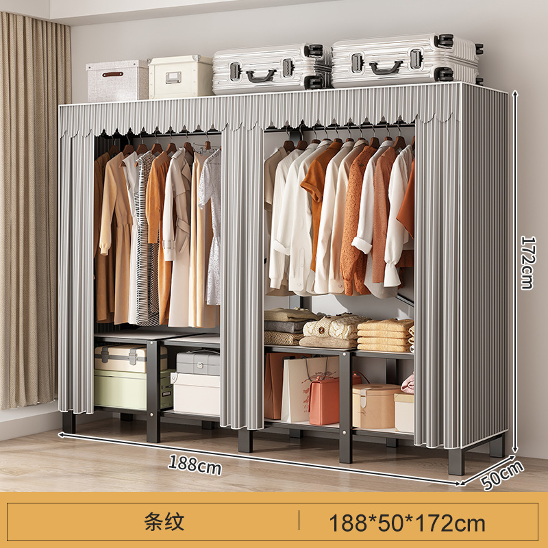 Libre de instalación armario hogar dormitorio plegable simple armario de tela habitación de alquiler fuerte y durable marco de acero armario de almacenamiento armario