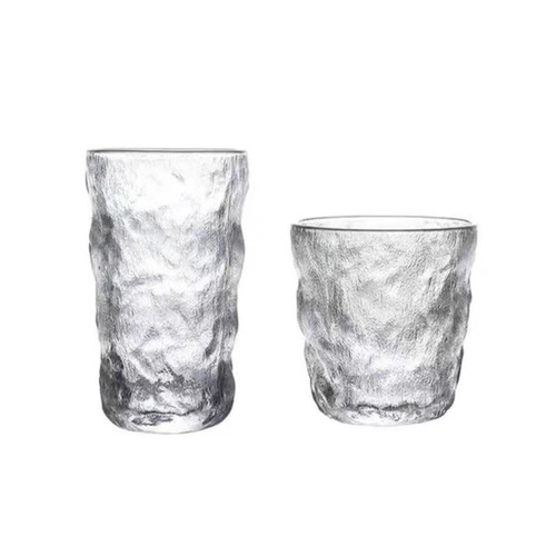 Glacier Pattern Glass Cup Gold-Edge Hammered Texture Creative Water Cup Tea Cup Beverage Juice Cup Wine Cup Gift Wholesale