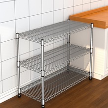 批发家用货架置物架多层厨房不锈钢色收纳储物架落地可调节阳台放