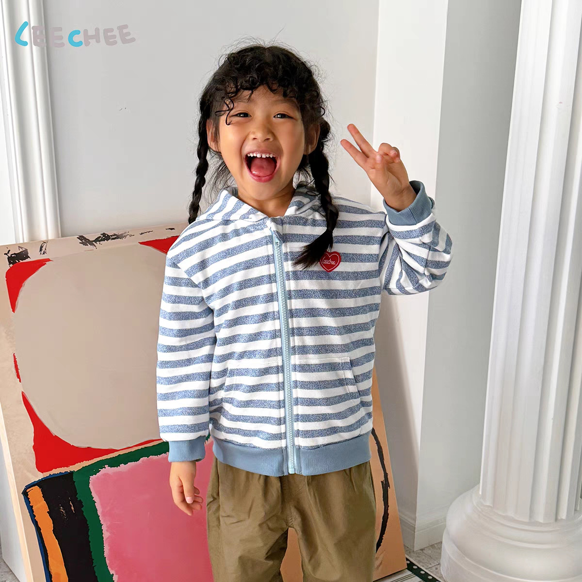 Otoño y invierno nuevo abrigo de punto Cardigan rayado chaqueta con chaqueta con chaqueta con cremallera