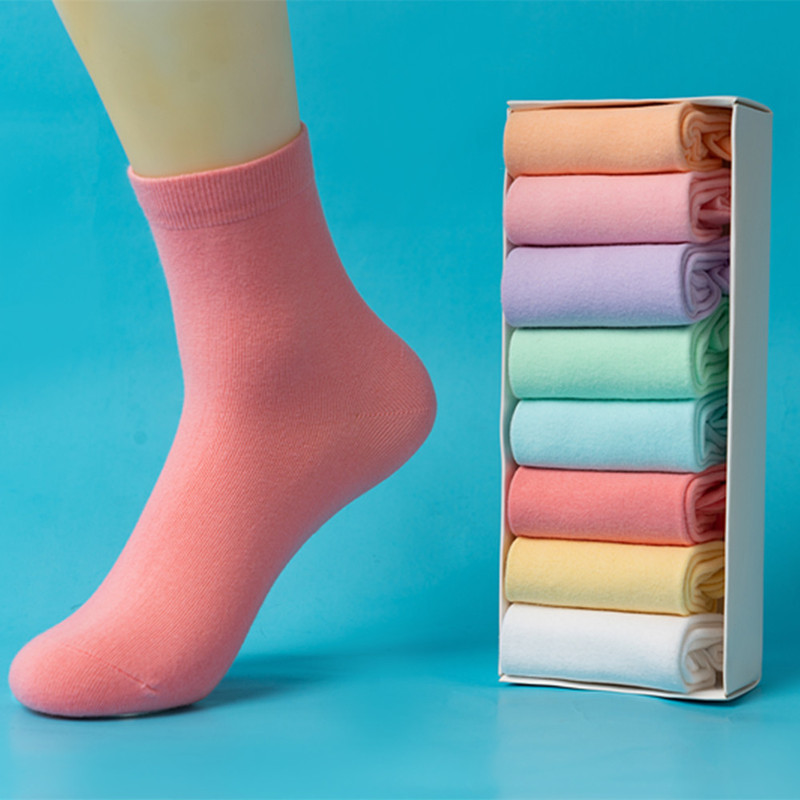 2022 spring and autumn candy color cotton socks simple casual versatile tube socks solid color Korean academic style monochrome socks wholesale