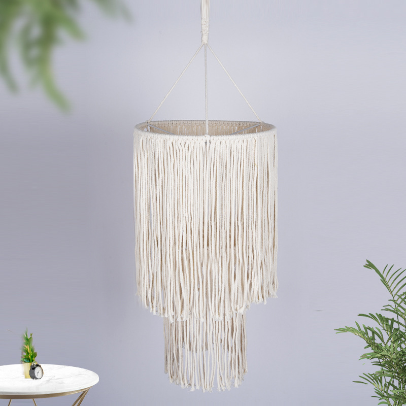 Bohemian Tapestry Lighting Hand-Woven Cotton Rope Lampshade Restaurant Bar Chandelier B&B Hotel Decorative Lampshade Bohemian Tapestry Lighting Hand-Woven Cotton Rope Lampshade Restaurant Bar Chandelier B&B Hotel Decorative Lampshade