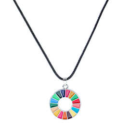 跨境新款联合国吊坠17色可持续发展目标勋章代表几何图案项链批发