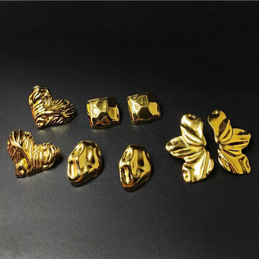 跨境抖音网红热销不锈钢爱心荷叶猫眼珍珠简约百搭款耳钉批发