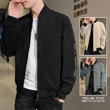 棒球领夹克男士春季潮流宽松棒球服外套青年简约百搭休闲上衣服