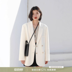 CHICVEN 街头休闲宽松白色西装外套女秋2025设计感小众气质小西服
