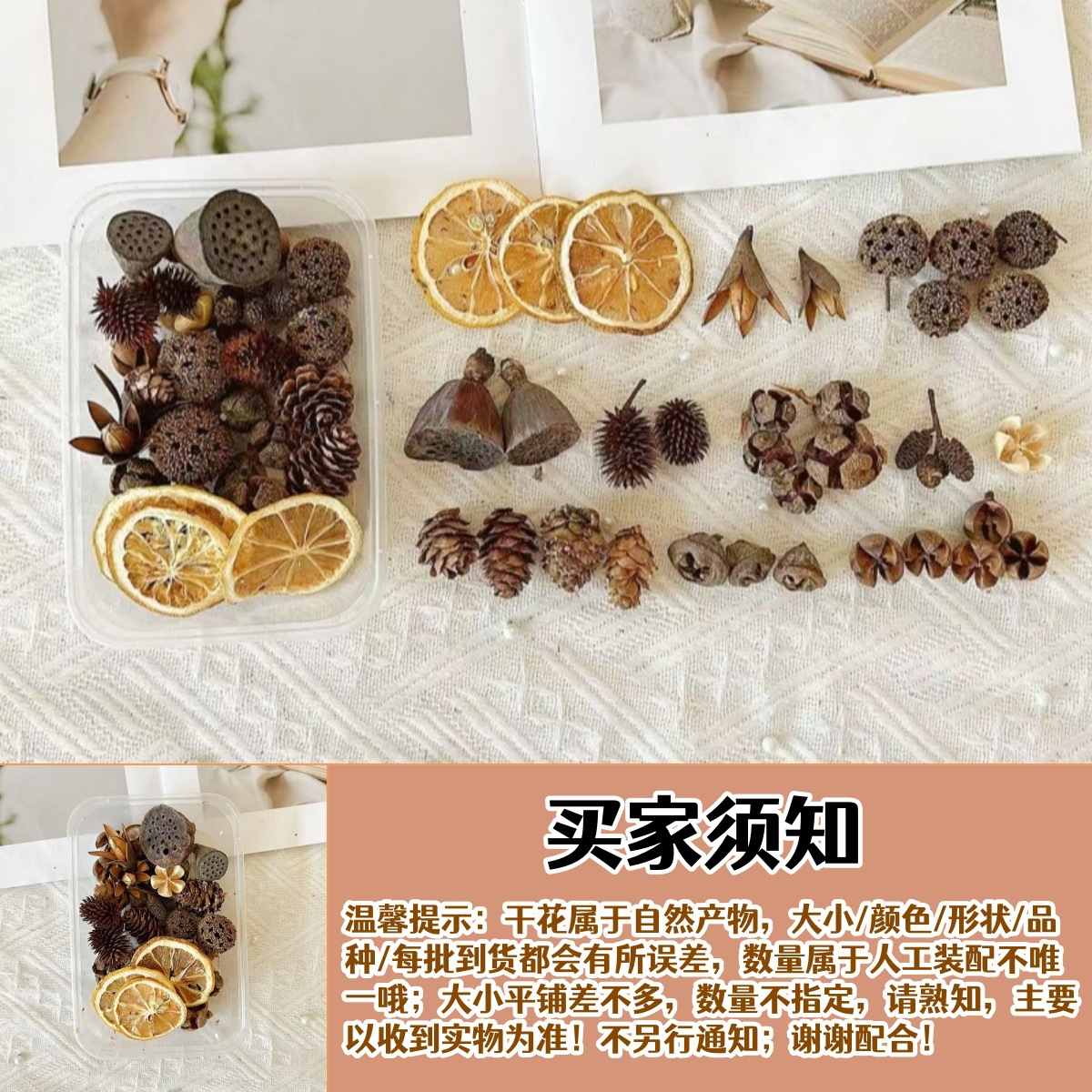 Fruitas secas flores secas DIY material paquete de plantas naturales secas al aire navidad pine canela hecha a mano in decoración adornos inmortales