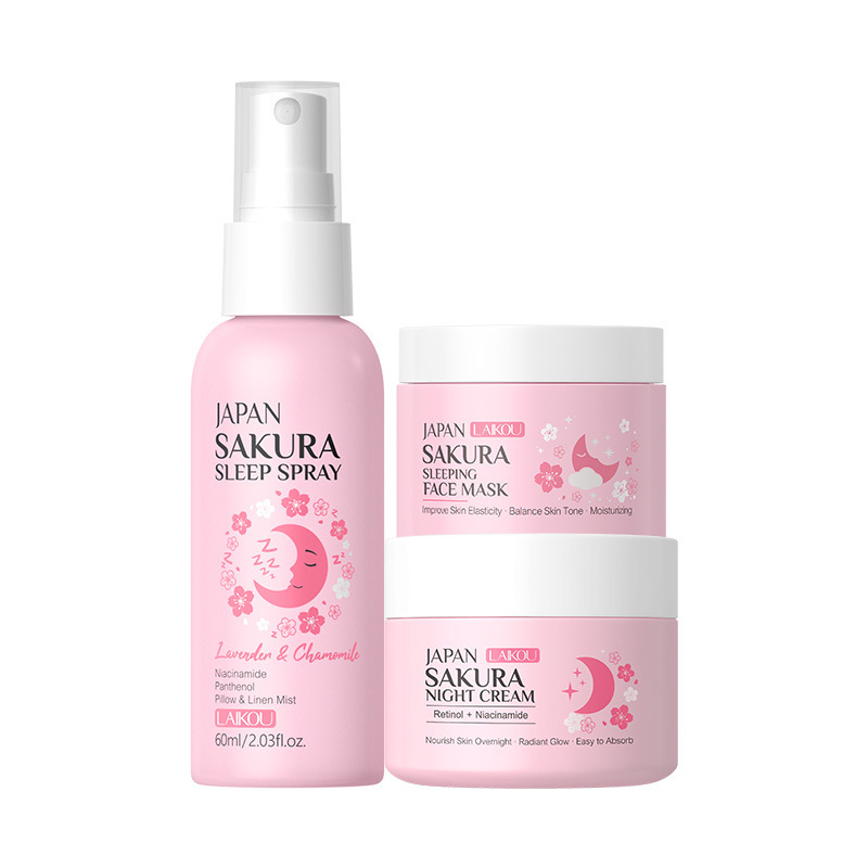 Nuevos productos transfronterizos LAIKOUFENYIQUIYUM combinación de flores de cerezo leche caracol paquete de cuidado de la piel comercio exterior en stock