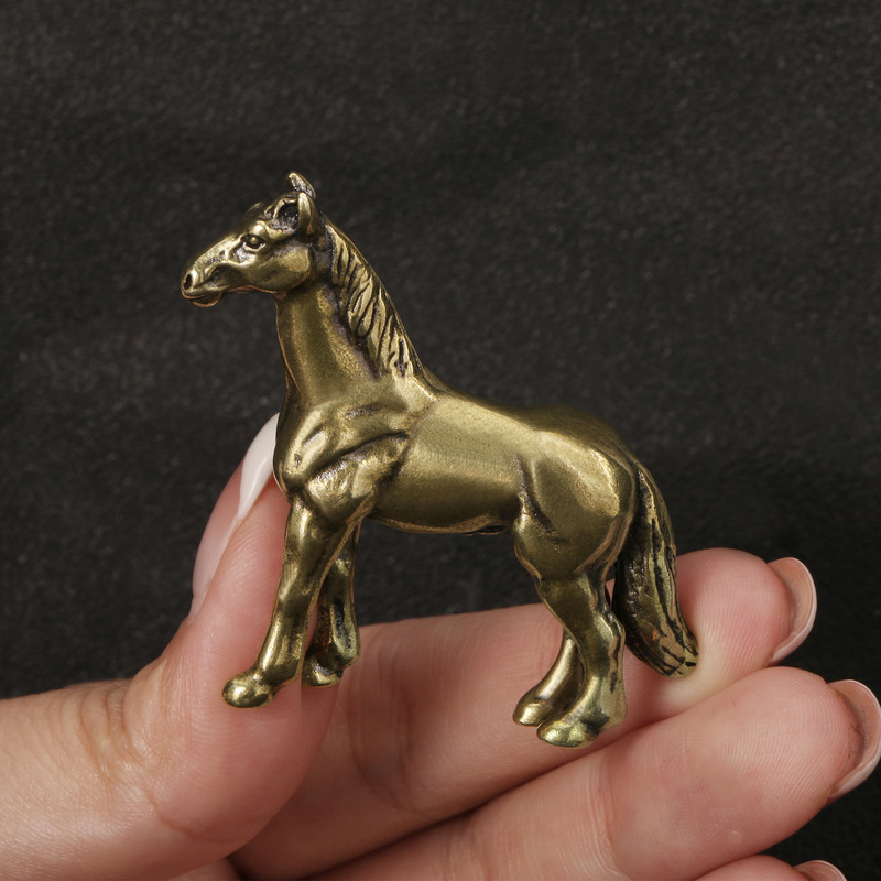 Cross-border Antique National Tide Brass War Horse Ornaments Tea Pet Desktop Ornaments Zodiac Horse Bronze Crafts Stall Supply