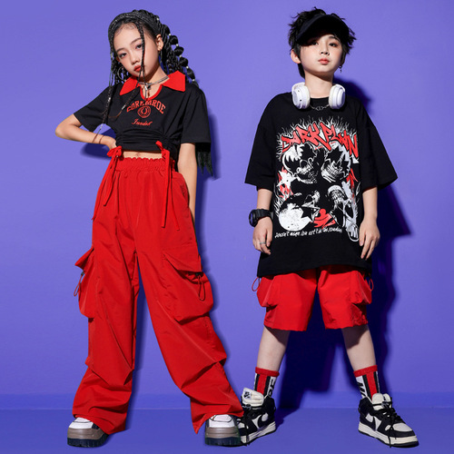 Girl's Jazz Dance Costume Cool Japanese Street Dance Performance Suit Set Children's Hip Hop Hiphop Fashion Show Stage Trendy