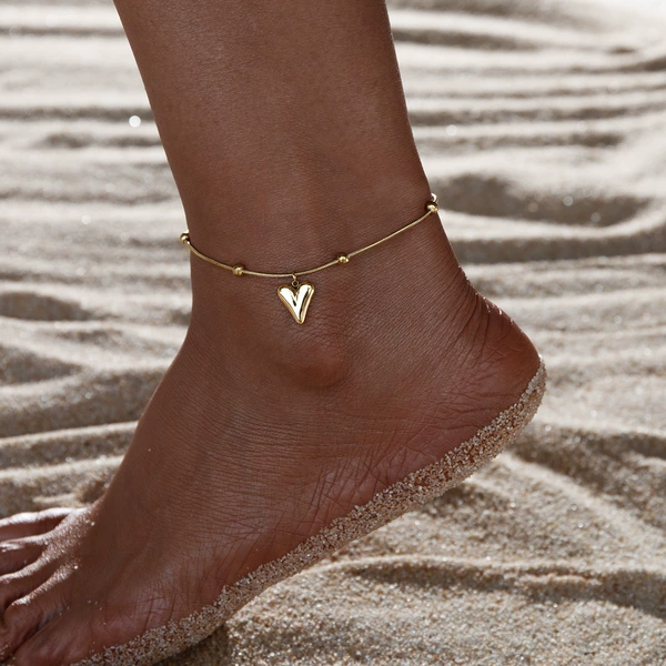 Pointed love pendant anklet (gold)