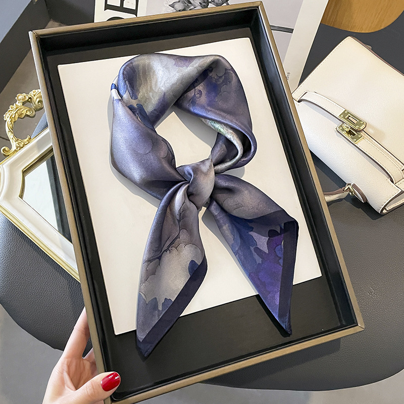 杭州シルク绢糸ハイエンドシルケット春夏新作プリント装饰70cmスカーフ女性|undefined