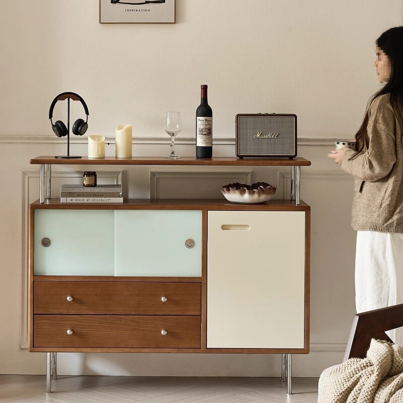 All-Solid Wood Sideboard in Mid-Century Style, Integrated Wall-Mounted Storage Cabinet for Small Apartments, Living Room Storage Cabinet, Storage Cabinet All-Solid Wood Sideboard in Mid-Century Style, Integrated Wall-Mounted Storage Cabinet for Small Apartments, Living Room Storage Cabinet, Storage Cabinet