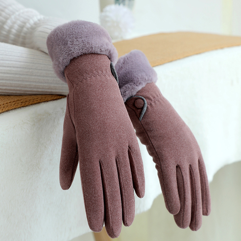 Guantes térmicos para mujer con forro polar para montar y conducir engrosados ciclismo a prueba de viento al aire libre de terciopelo a prueba de frío Otoño e Invierno guantes