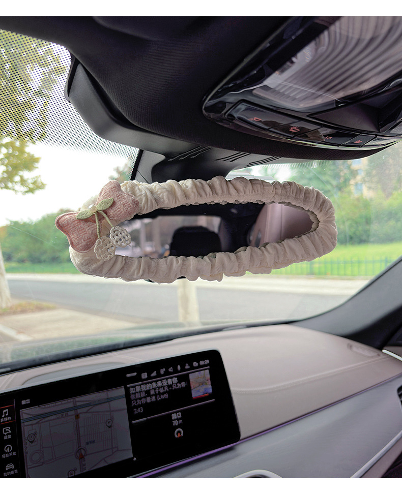 Car Rearview Mirror Decorative Cover for Women Creative Cartoon Cute Car Reversing Mirror Protective Cover Universal Car Interior Decoration