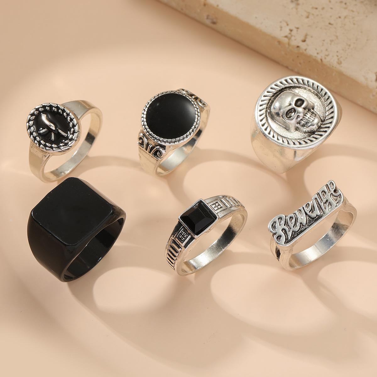 Alloy Material Hip-Hop Letter Constellation Skull Alloy Plating Halloween Unisex Rings