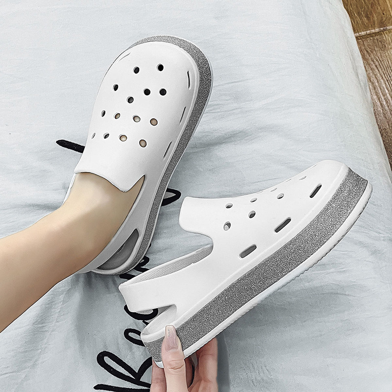 Cross-border Thick-soled Hole Shoes Women's Casual Baotou Sandals New Summer Seaside Beach Slippers Heightened Garden Shoes