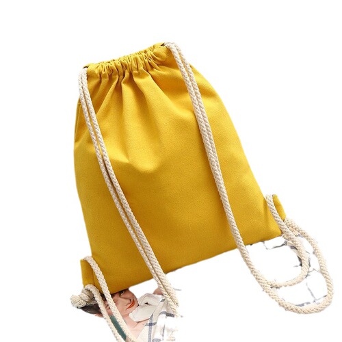 Drawstring canvas bag, large-capacity backpack, men's and women's primary and secondary school students' tutoring bag, lightweight casual drawstring bag