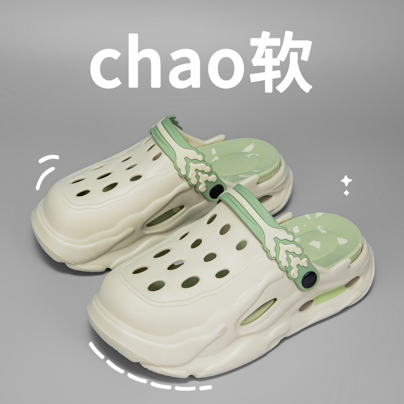 Sandalias deportivas para hombres de verano anti-deslizante con una parte inferior gruesa dos zapatillas de playa de rafting