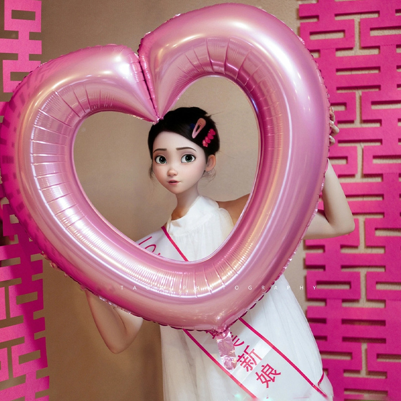 Morning Robe Wedding Registration Photo Group Decoration Commemorative Heart Balloon Valentine's Day Arrangement Couple Hand Props Wedding Morning Robe Wedding Registration Photo Group Decoration Commemorative Heart Balloon Valentine's Day Arrangement Couple Hand Props Wedding