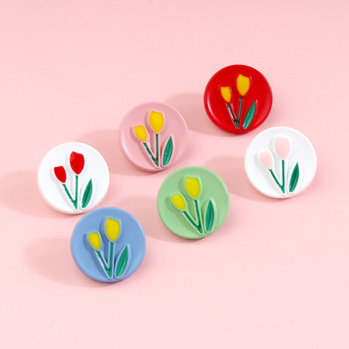 Children's baby button cardigan knitwear with small orchid flower button, high-end fashionable and colorful button style