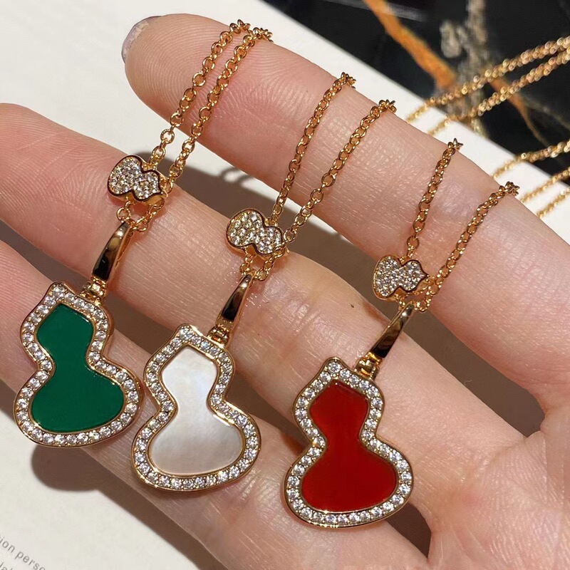 Gourd Necklace 18k Thick Electroplating Anti-sweat and Non-fading Natural Agate Clavicle Chain Factory Direct Sales Live Broadcast Delivery