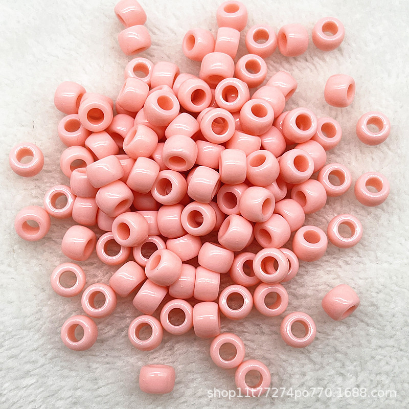 50個の6x9mmの大きな穴の玉のカラーの桶の玉のアクリルの材料のポニービーズのお下げのかつらの数珠の散珠|undefined