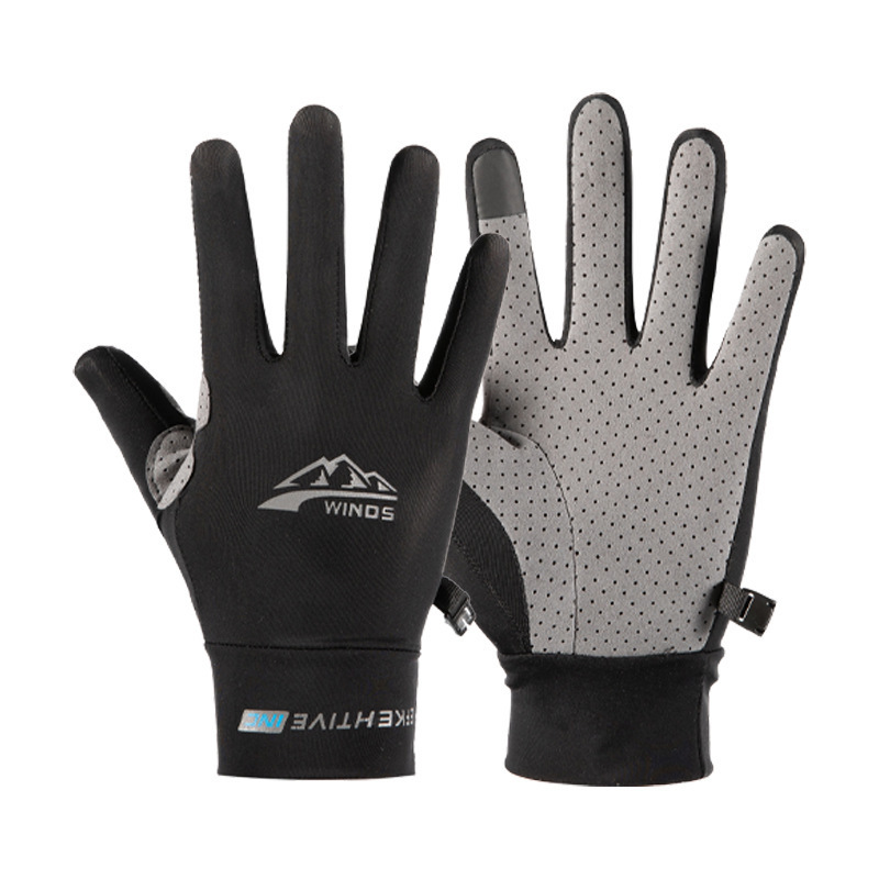Sun Protection Gloves for Men, Summer Ice Silk Non-Slip Driving Fishing Half-Finger Gloves, Women's Thin Cycling Gloves