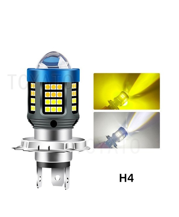 Tcyato Angel Eye Cross-Border New Product Led Motorcycle Headlight H4 Ba20D P15D White and Yellow Two-Color Super Bright Front