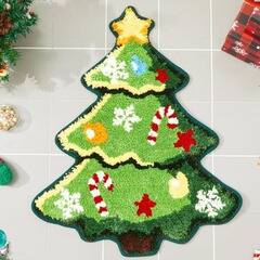 クロスボーダー TEMU クリスマス小さな家模造カシミヤカーペット雪だるまクリスマスツリー玄関ノンスリップフロアマット玄関ドアマット