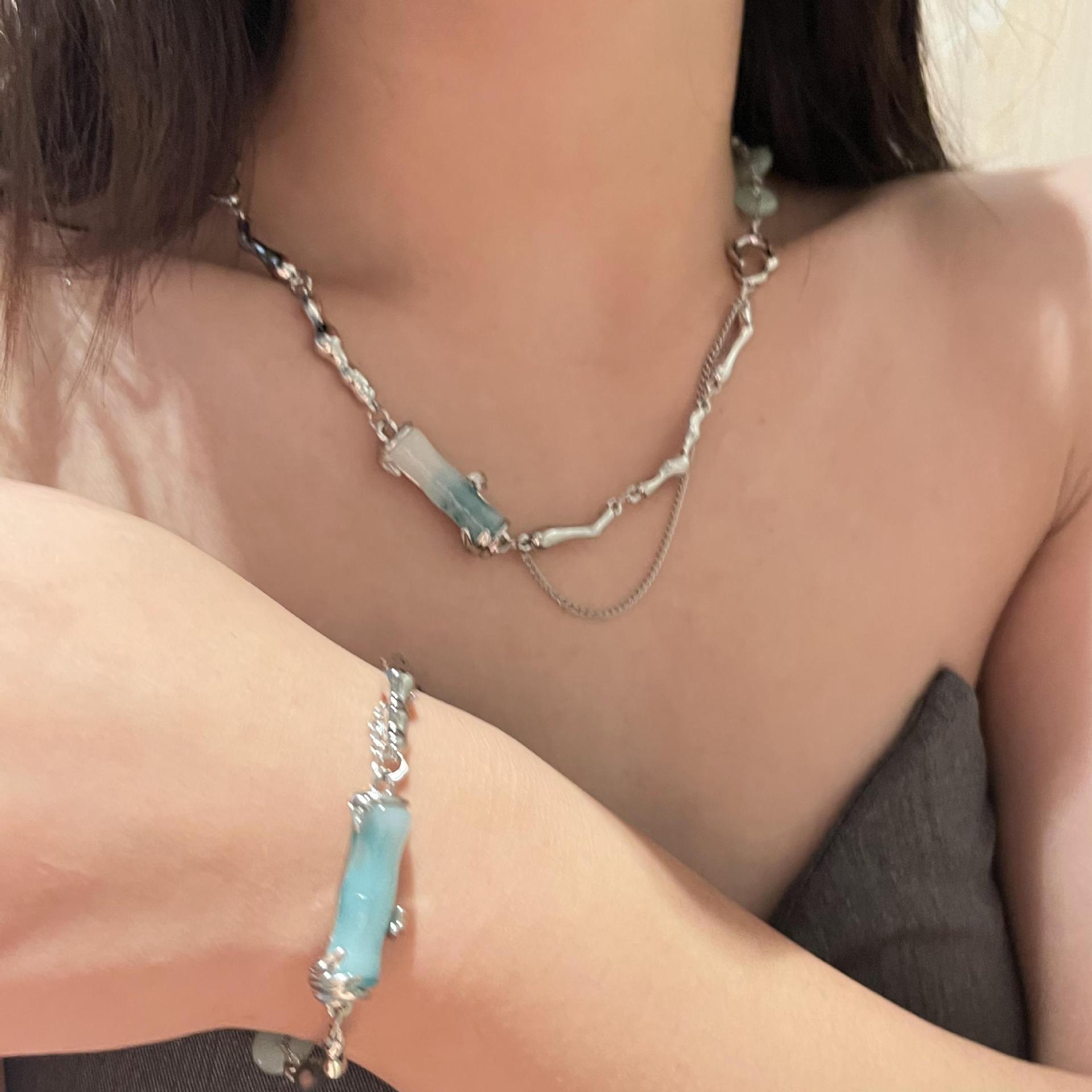 Chinoiserie Irregular Stainless Steel Plating Bracelets Necklace