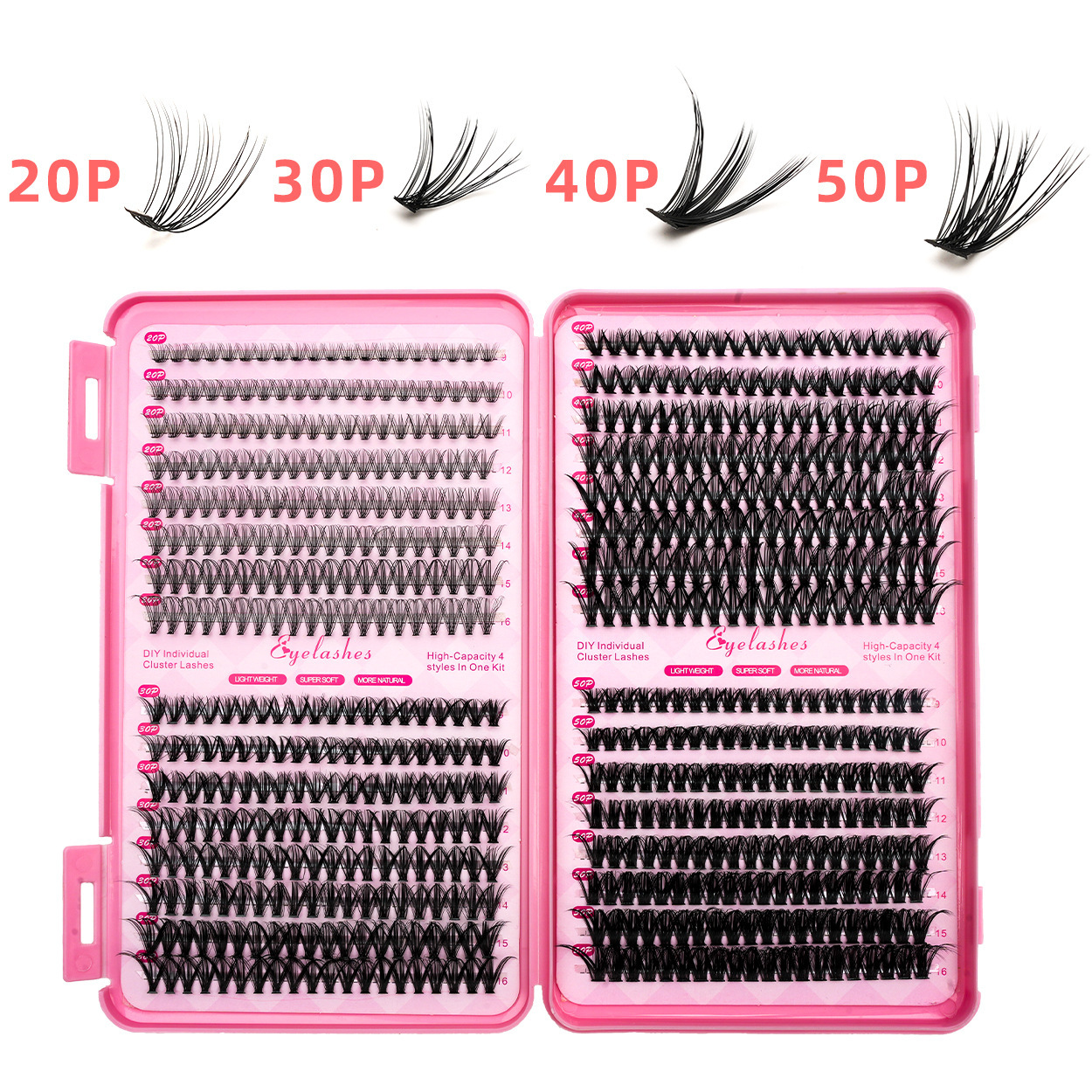 Amazon Cross-border termofusible 30D/40D pestañas postizas 32 filas libro de pestañas D injerto curvado segmento cabello grueso mixto