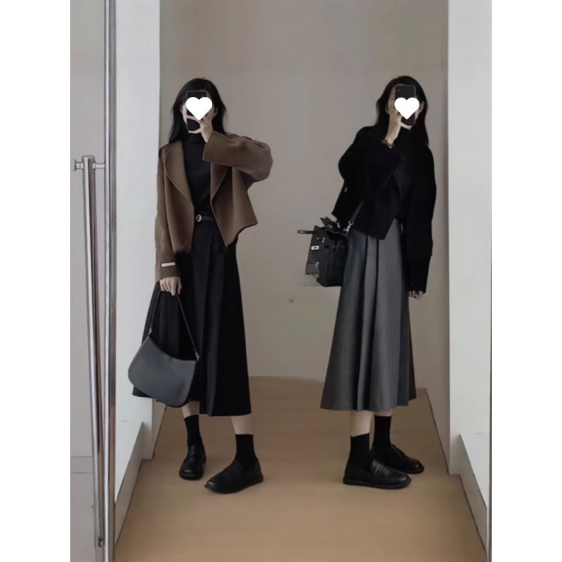 美拉德套装女夏季大码微胖mm显瘦高级感呢子西装外套连衣裙两件套|undefined