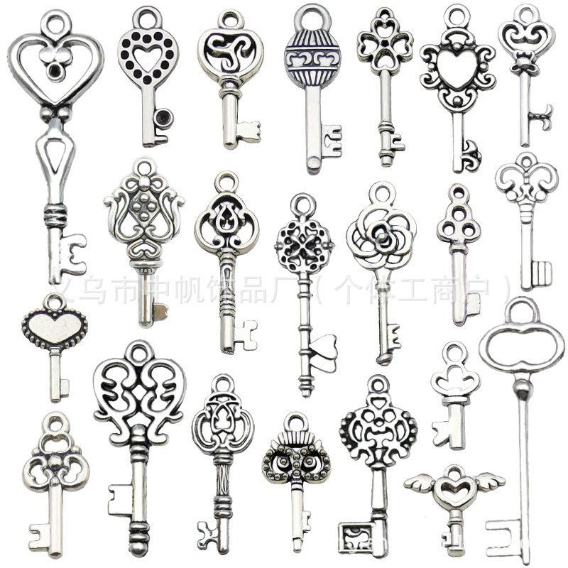 22 Types of Heart-Shaped Small Key Alloy Jewelry Accessories for Bracelets, Necklaces, Pendants, Handmade DIY Earring Charms Materials 22 Types of Heart-Shaped Small Key Alloy Jewelry Accessories for Bracelets, Necklaces, Pendants, Handmade DIY Earring Charms Materials