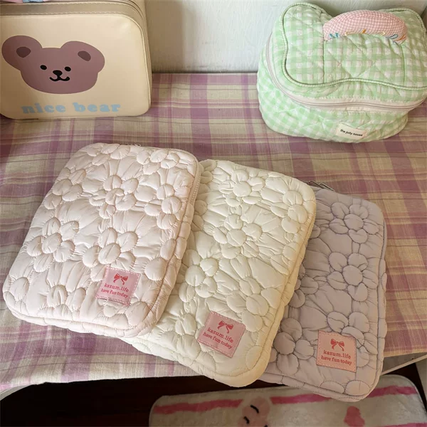 Cross-border South Korea embroidery bubble cotton flower tablet computer bag 11/13/15 inch notebook storage bag liner bag