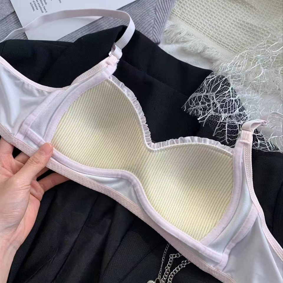 Ropa interior para niñas, estudiantes de secundaria, estudiantes de secundaria, estudiantes de secundaria, niños grandes, pecho pequeño, sujetador delgado sin anillo de acero