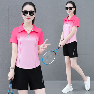 Fashionable Ice Silk Summer Quick-Drying Short-Sleeved Shorts Sports Suit for Women 2025 Summer New Casual Loose Slimming Shorts