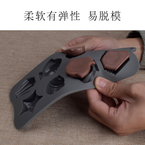 15 consecutive star shell silicone three-dimensional flip candy chocolate cake baking mold crystal glue ice tray mold