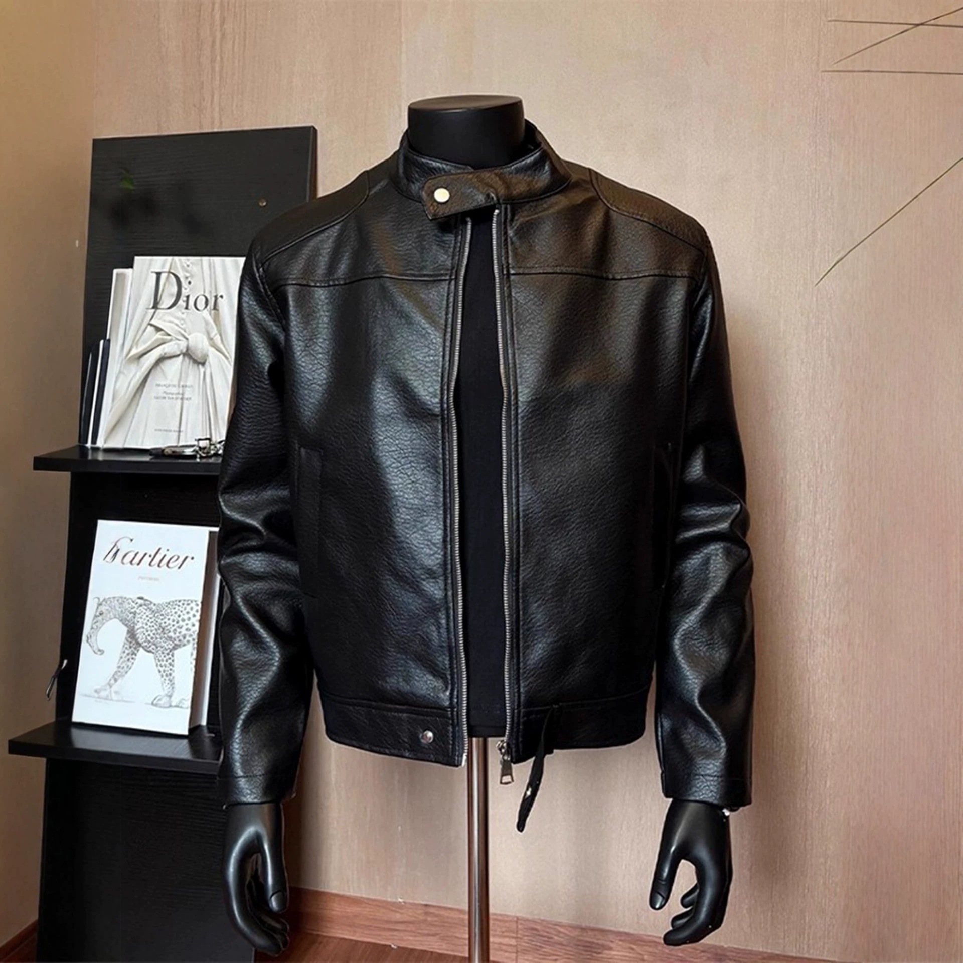 黑色短款pu皮衣外套男春季高级感痞帅机车夹克cleanfit立领棒球服