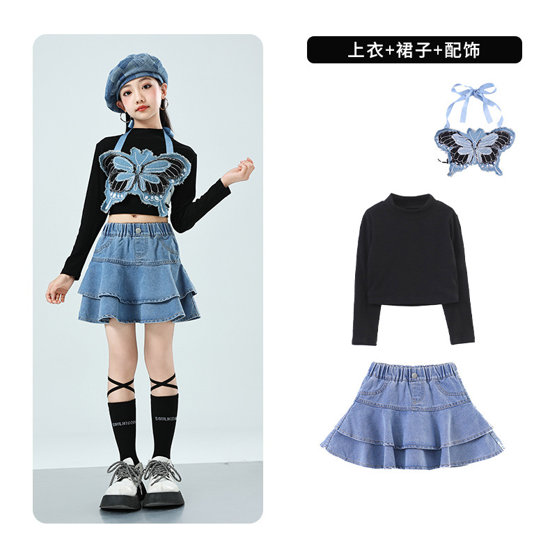 子供の街のダンスの公演服の男女の子供のカウボーイのスーツのジャズのダンスのhiphopの舞台のショーのファッションの服の長袖