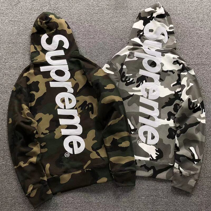 In-stock SUP 26FW Stain Applique Hooded camouflage satin sweatshirt and American-style sweatpants In-stock SUP 26FW Stain Applique Hooded camouflage satin sweatshirt and American-style sweatpants