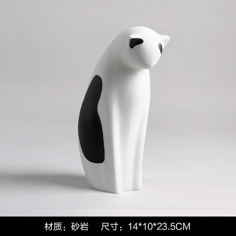 モダンでシンプルなかわいいペットの猫とクマの幾何学的な動物の装飾品北欧ホームモデルルームワインキャビネット子供部屋の装飾|undefined