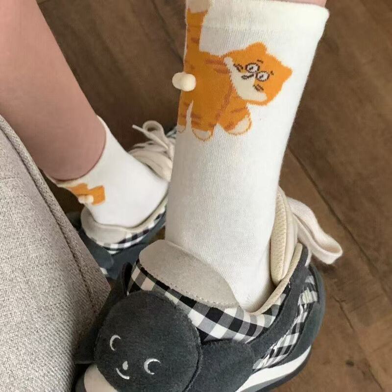 诸暨袜子猫猫蛋蛋中筒袜女可爱秋季新款袜子女趣味搞怪长筒袜批发|undefined