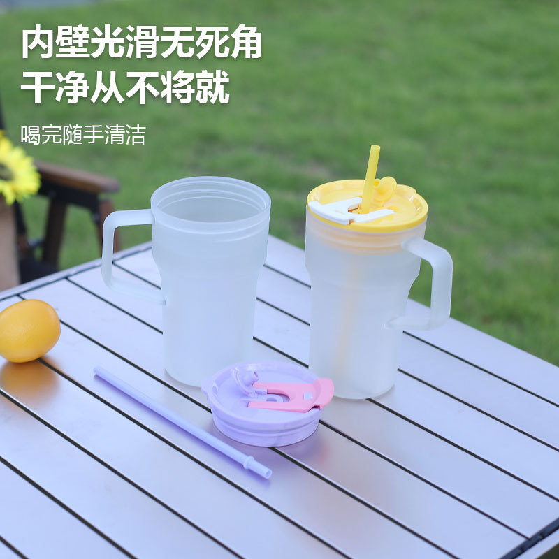 Nuevo alto valor de la cara de los estudiantes tazas de té de verano estilo coreano de gran capacidad mango taza de paja de plástico taza de agua de hielo