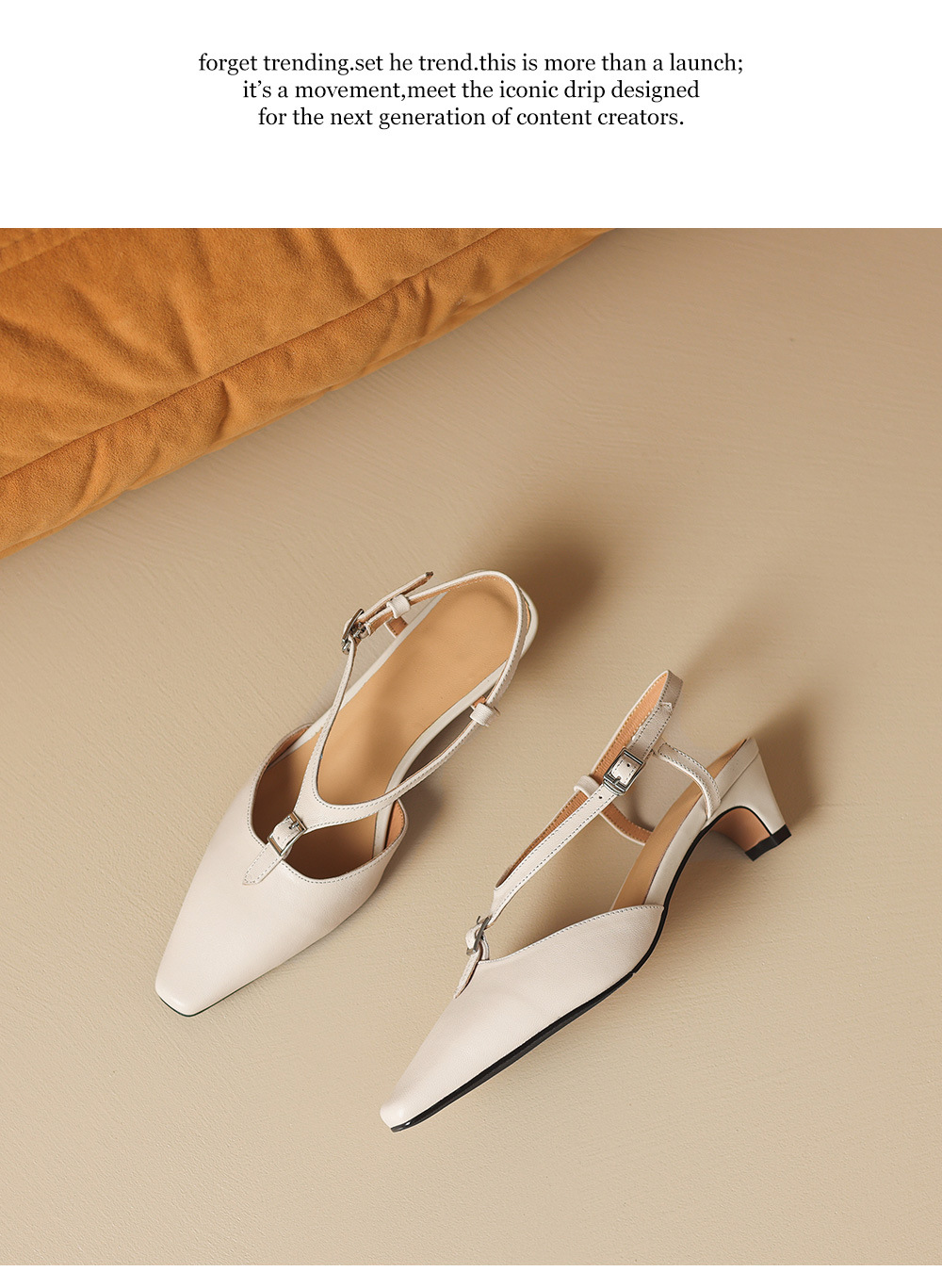 Sandal nữ quai ngang mũi kín da cừu gót thô 4 cm phong cách Hàn Quốc — đen chi tiết 11